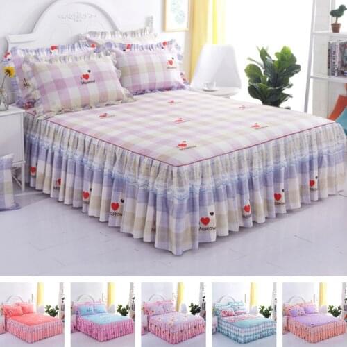 2020 Bedding double layers lace Bed Skirt Pillowcases Bed Sheets Mattress Cover King Queen Full Twin Size Bed Cover 11 patterns