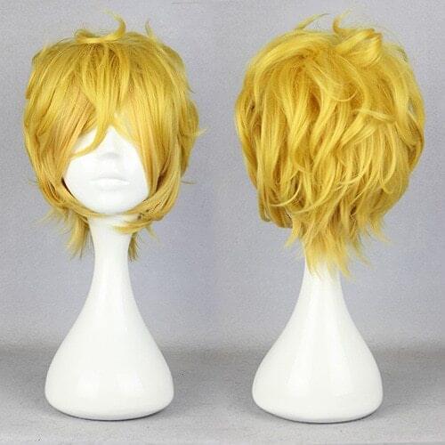 Yellow Curly Cosplay Hair Men Halloween Party Cosplay Headwear Anime Cartoon Hair Synthetic Hair Costumes Accessories