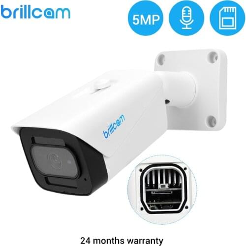 Brillcam 5MP Audio Security IP Camera POE H.265 ONVIF Outdoor Waterproof IP67 CCTV Camera Video Surveillance Home for POE NVR