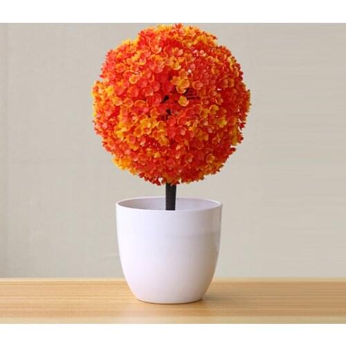 2019 Artificial Potted Ornament Topiary Ball Shape Bonsai Fake Plant Home Decoration