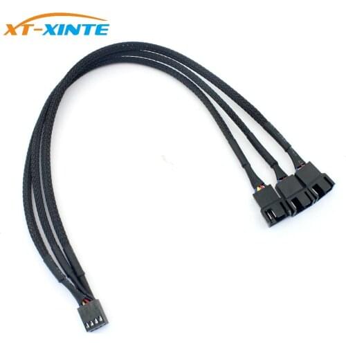 4Pin PWM 1 to 3 Ways Cooling Fan Power Supply Extension Cable Y Splitter Cord Multiplier Computer PC Chassis Cooed 22AWG 30cm