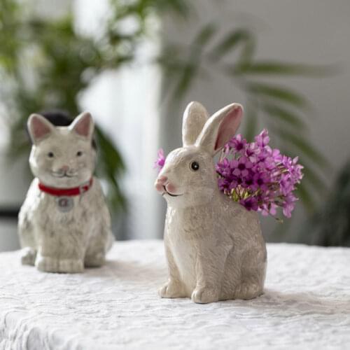 Classic Ceramic Rabbit Vase/Pen Holder/Makeup Tool Container/Floret Vase/Home Decor/Furniture