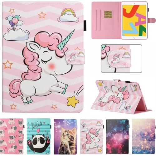 Lovely Unicorn Cat Panda Tablet Cover For iPad 10.2 9.7 Case Wallet Stand Shell For iPad 8 7 th 6 5 Air 1 2 3 Case Coque Funda