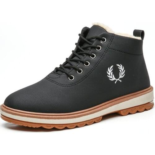 Men ankle snow boots 2020 Winter shoes Men PU Leather Waterproof casual Shoes Thick Bottom Increase Non-slip Chelsea boots