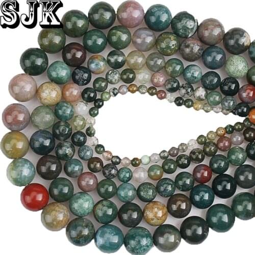 Natural Stone Indian Agates Round Loose Beads 4 6 8 10 12 14MM For Bracelets Necklaces Jewelry Making