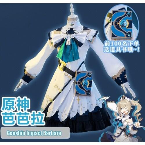 NEW Anime Genshin Impact Barbara Cosplay Costume Uniform Outfit Women Party Princess Dress Game Halloween Xmas Carnival Full Set