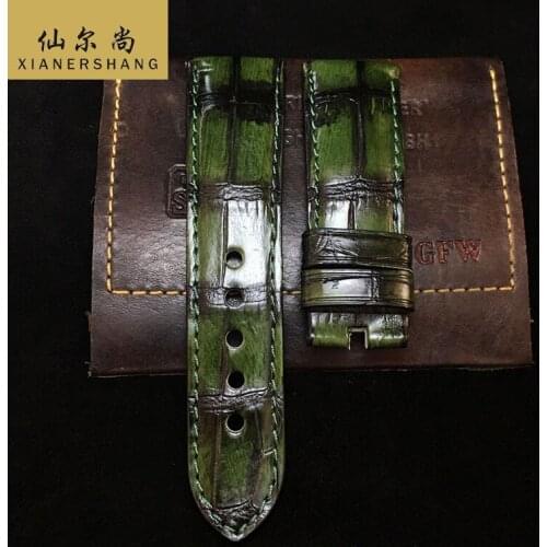 New Luxury Crocodile Skin Watchbands Retro Genuine Leather Belt Custom Universal Watch Band 20MM 22MM Handmade Alligator Strap