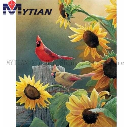 Sunflowers and Birds, 5d Diamond Painting MYTIAN DIY Diamond Embroidery Mosaic Scenery Pattern Handmade Crafts Home Decorations