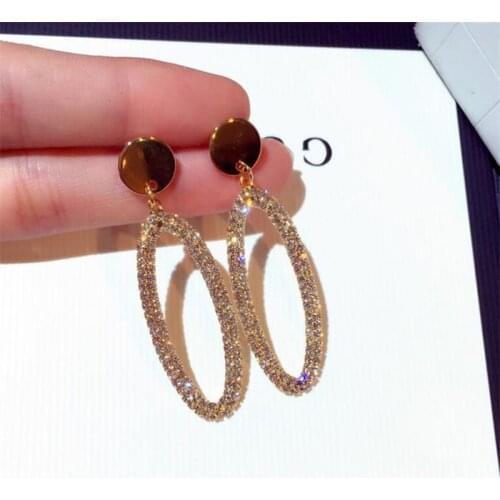 Europe and the United States popular earpiece new fashion Korea earring exaggerated ultra flash set forceps oval ear nail eardro