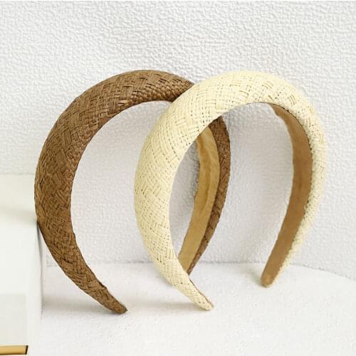 Vintage Sponge Straw Bezel Hair Accessories Women Headband Girls Hairband Opaska Do Wlosow Diademas Bandeau Femme Pour Cheveux