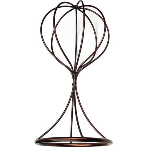 Hollowed Out Stable Metal Tabletop Wig Hat Cap Display Storage Stand Rack Bronze