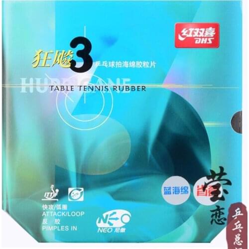 Original DHS NEO provincial hurricane 3 table tennis rubber black with blue sponge for table tennis racket blade pingpong racket