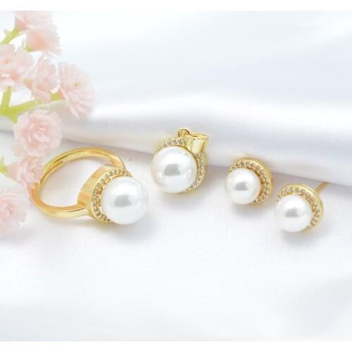 Hongwaysp luxury Noble jewelry charming Round set of shell pearl pendant& earring