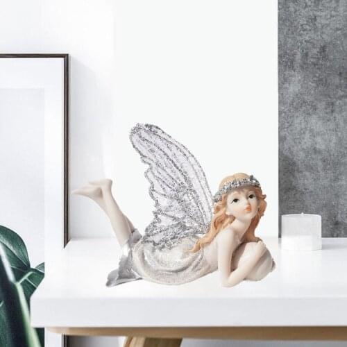 Girls Angel Statue Ornaments Crystal Collectible Cherub Figurine Artwork Sculpture Garden Patio Tabletop Figures Decor Accent