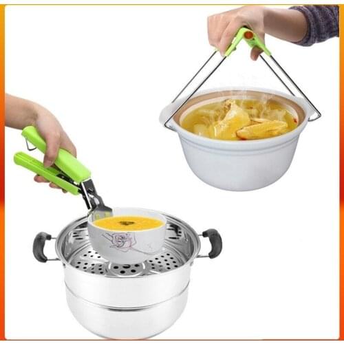 Sunshine Kitchen Bowl Holder Dish Clamp Pot Pan Gripper Clip Dish Plate Bowl Clip Retriever Tongs Silicone Handle Kitchen Tools