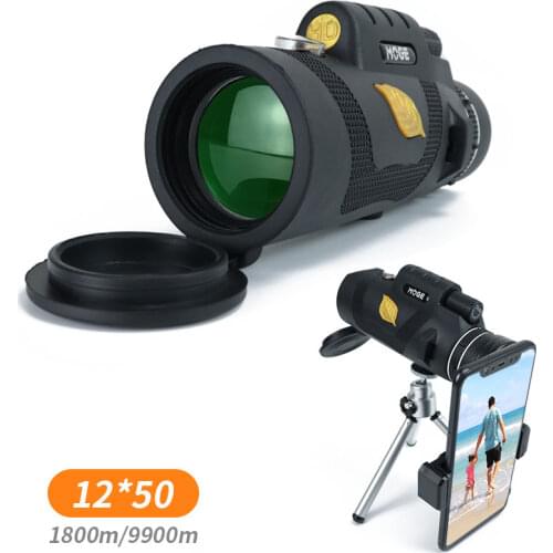 Telescope Powerful Monocular Pocket Professional 12x50 With Tripod Smartphone Holder Long View Hiking Camping Tourism Spyglass