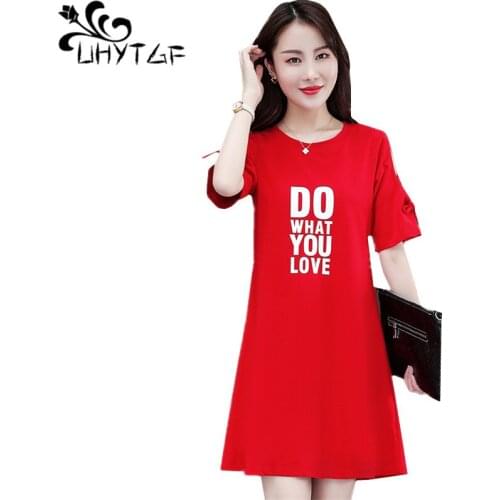 UHYTGF 2020 new summer t-shirt dress womens short sleeve off shoulder elegant tops Female O neck loose plus size t-shirts 1161