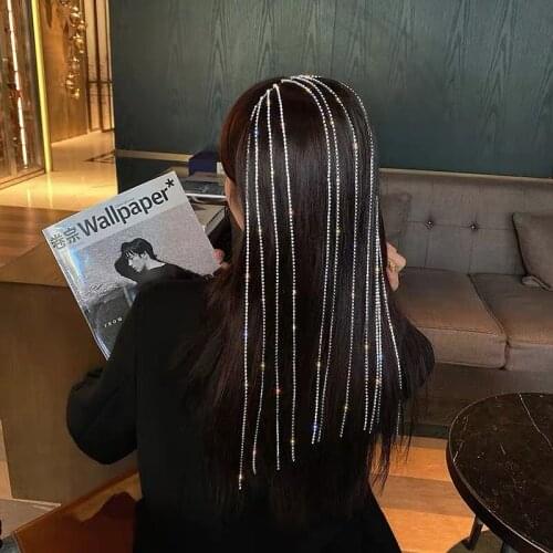 VSnow Unique Design Bling Bling Rhinestones Long Chain HaiHair Band Beautiful Cahrm Hairwear for Women Party Hair Accessories