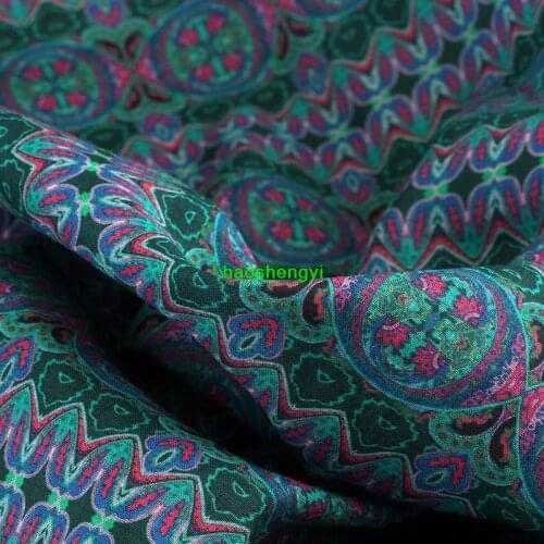 High quality retro original Chinese style printed ramie garment fabric