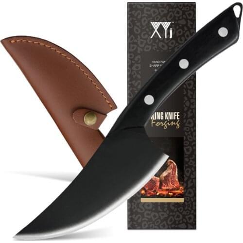 XYj Hunting Camping Stainless Steel Kitchen Chef Knife Cleaver Butcher Leather Cover Sheath Wood Handle Kitchen Tools Accessory