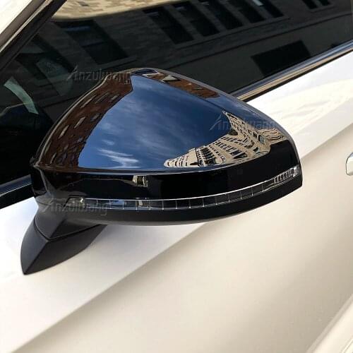 For Audi A4 A5 S4 S5 B9 Car Rearview Mirror Cover Side Wing Protect Frame Covers Trim Carbon black and bright black