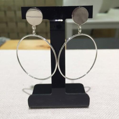 Genuine 925 Sterling Silver Geometric Big Round Hoops Circle Earrings Simple Dangle Drop Earrings for Women Party Jewelry 2019