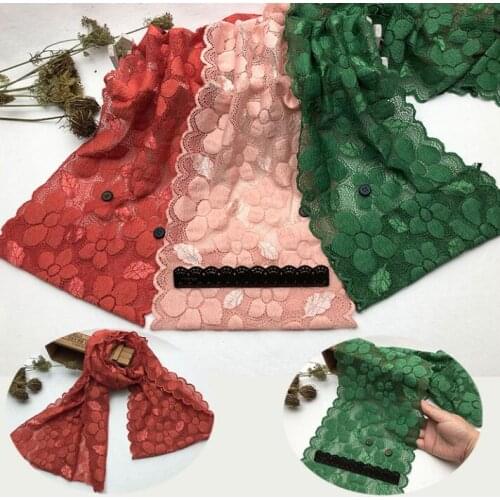 1 Meter Vintage Brick Red Green Pink Elastic Lace Trimmings Decoration Crafts Sewing Lace Trim DIY 20cm Width