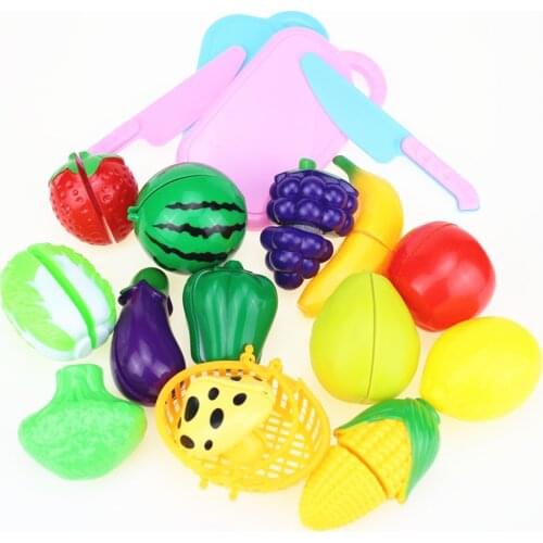 18Pcs/Set Plastic Fruit Vegetables Cutting Toy Early Development and Education Toy for Baby kids Kitchen toys Plastic food toy