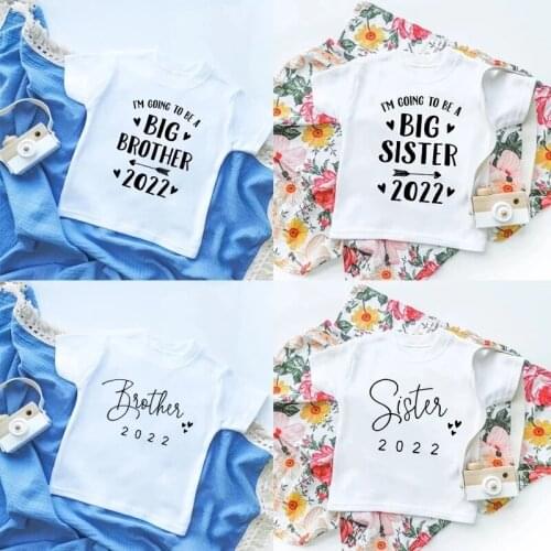 2022 Baby Announcement Toddler Clothes Big Brother Sister T Shirt Big Brother/Sister Loading 2022 T Shirt Sibling Shirt