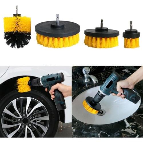 4Pcs/Set Car Floor Washing Hard Bristle Electric Drill Scrubber Cleaning Brush