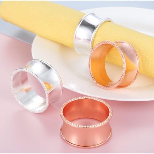 6pcs/kit Napkin Rings Circle Serviette Holder Buckle Gold/Silver/Rose Golden Metal Dot Table Decor Wedding Party Gift Home Bar