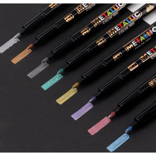 8PCS/Lot Metallic Pen DIY Epoxy Resin Mold Colorful Art Supplies Writing Drawing Markers Jewelry Making Tools Student Stationery