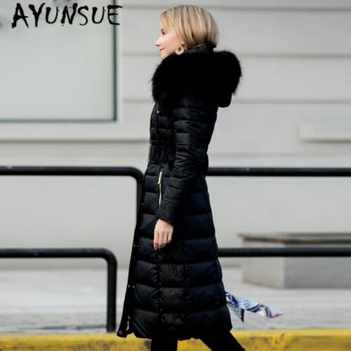 AYUNSUE Hight Quality Womens Winter Down Jacket Woman Luxury Fur Collar Duck Down Coat Female Long Mujeres Abrigos Parkas 15116