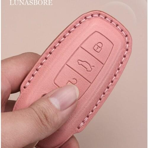 Handmade Cow Leather Key Cover Case Protector For Audi A6L A7 A8 Q8 E-tron C8 D5 2019 2020 Car Key Cover Holder Shell Skin