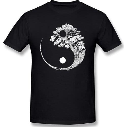 Yin Yang Bonsai Tree Japanese Buddhist Zen T-Shirt Men Birthday Gifts Funny Tees Neck 100% Cotton Clothes Humor T Shirt