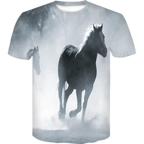 Harajuku 3D animal man casual short sleeved round neck T-shirt summer fashion men and women street wear t-shirts