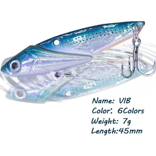 GOBYGO 1PCS 45MM 7G Vib Fishing Lures Sinking Vibration Wobbler Hard Bait Winter Ice Fishing Tackle Pesca Artificial 3D Fisheyes