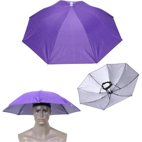 Outdoor Foldable Sun Umbrella Hat Anti-Rain Elastic Band Head Umbrella Hat Outdoor Fishing Sunscreen Tool Headwear Cap Umbrellas
