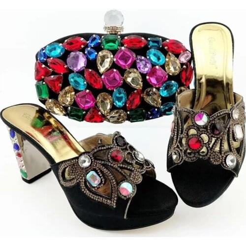 Italian shoes with matching bags 9CM gold shoes and bags to match african shoes and bags matching set pumps women shoes QSL007