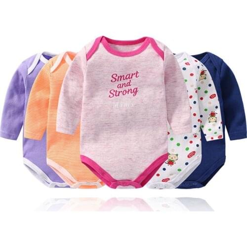 High quality baby boys girls long sleeve jumpsuit bodysuit cotton newborn cartoon triangle jumpsuit bodysuit 5PCS/LOT
