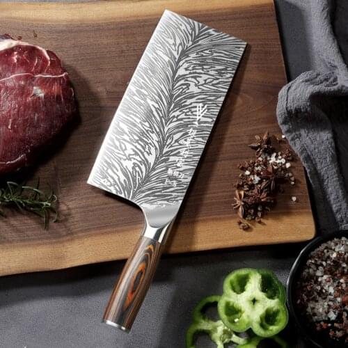 Damascus Pattern Kitchen Knife Stainless Steel Chef Knife Chopping Cleaver Slicing Vegetables Chinese Chef Knife With Gift Box