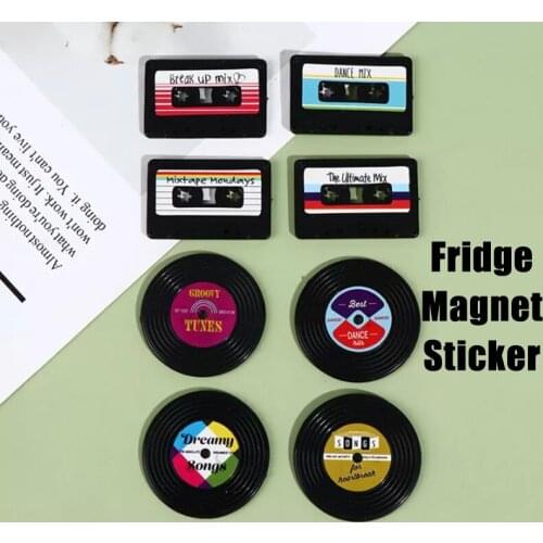 4 Pcs/Set Fridge Magnet Nostalgia Disc Record Cute Souvenir Gifts Home Refrigerators Decor Magnetic Sticker Funny Children Toy