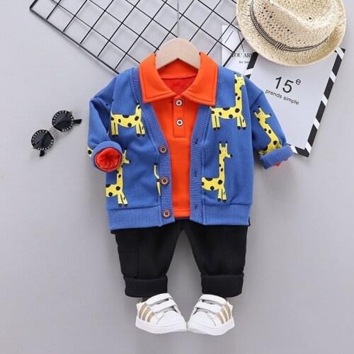 2021 Korean Fashion Popular Cute Childrens Autumn Winter Thick Warm Three-piece Suit Casual Soft Comfortable Childrens Suit