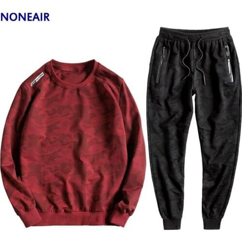 Mens Pullover Tracksuit 2 Piece Sets Mens Sweatshirt+Pants 2019 Casual Male Sportswear Jogger Top Sweatpants Set Plus Size 10XL
