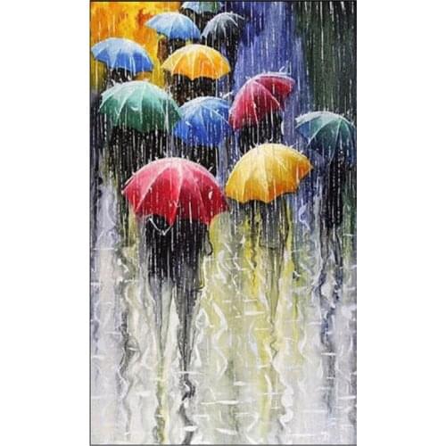 3D DIY Diamond Painting Embroidery Kit Pictures Rhinestones New Needlework Home Decoration Paint Rain And Umbrella