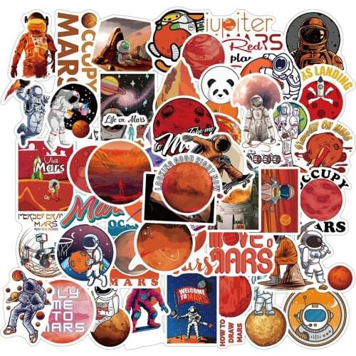 50PCS Adventure Mars Graffiti Stickers Outer Space Astronaut Decal Sticker Toy For DIY Notebook Skateboard Laptop Guitar Helmet