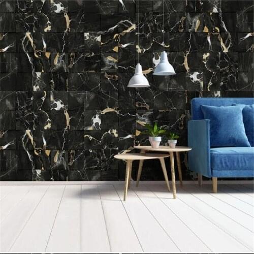Milofi Custom Mural Wallpaper North Modern Fashion Black Gold Sand Marble Gold Mural Background Wall