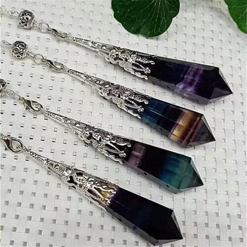 Natural quartz rainbow fluorite pendant pendulum spiritual crystals healing stones for home decoration