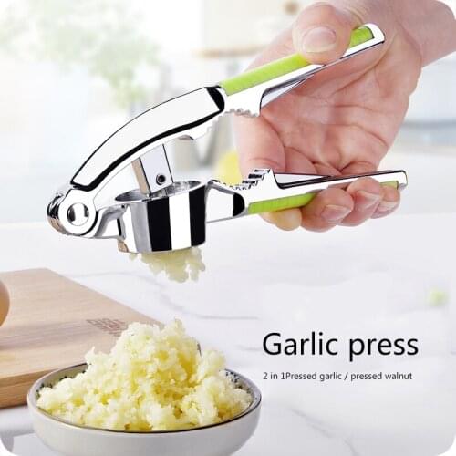 Stainless Steel Garlic Press Crusher Mincer Kitchen Aid Handheld Garlic Cloves Ginger Squeezer with Anti-slip Handle