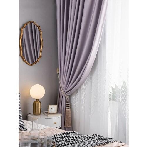 2021 New Popular Simple Nordic Style High-precision Light Luxury Girl Purple Curtain Curtains for Living Dining Room Bedroom